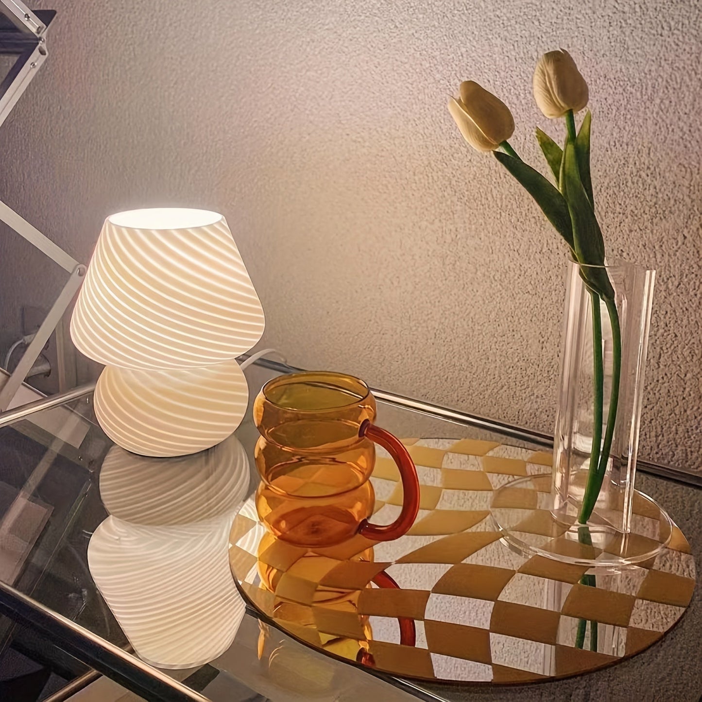 Murano-Style Glass Mushroom Lamp