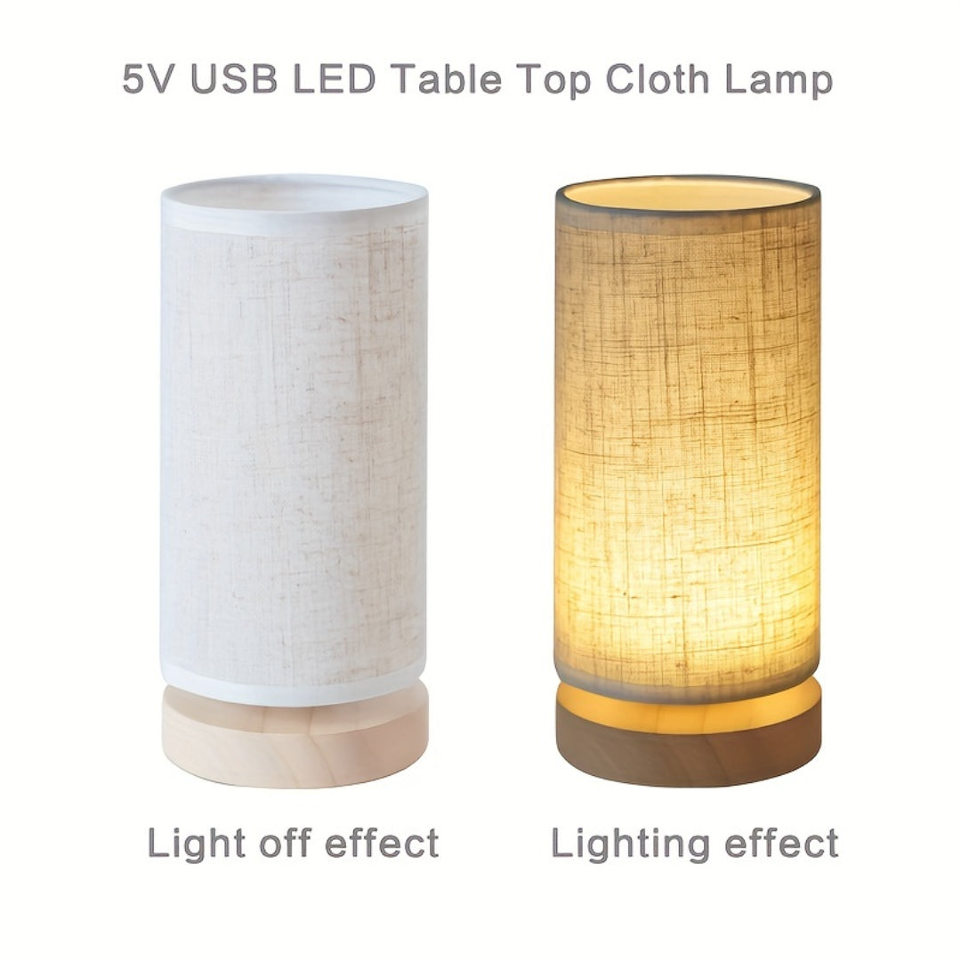 Wooden USB Bedside Table Lamp