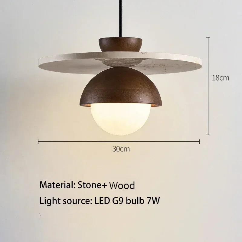 Denmark Walnut and Stone Pendant Light