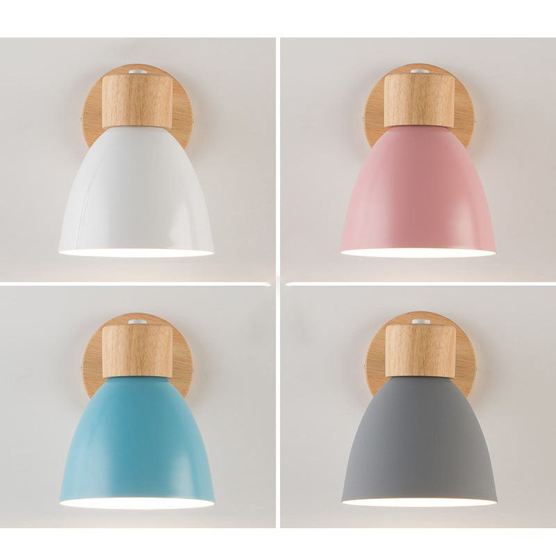 Macaron Wood and Iron Wall Sconce