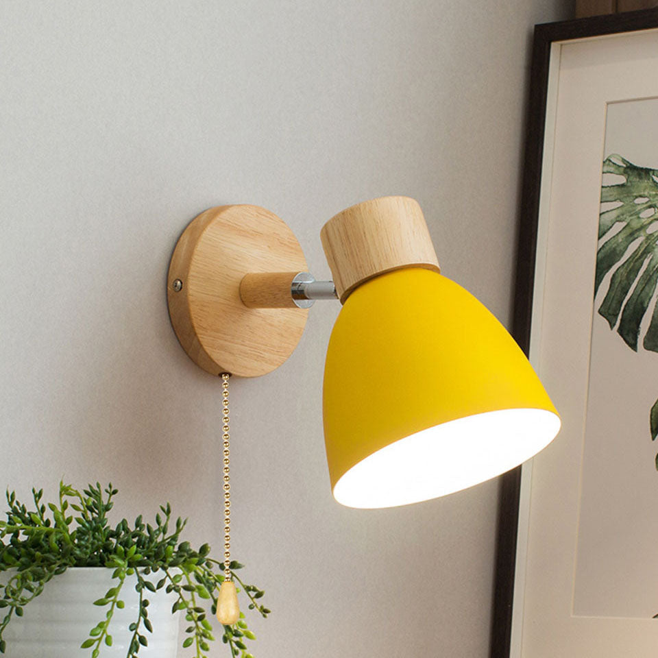 Macaron Wood and Iron Wall Sconce