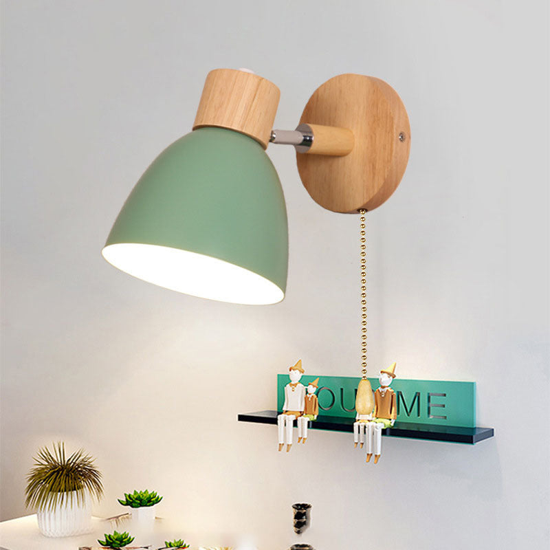 Macaron Wood and Iron Wall Sconce