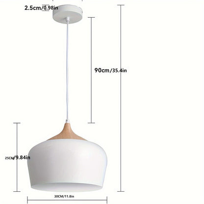 Scandinavian Iron and Wood Pendant Light