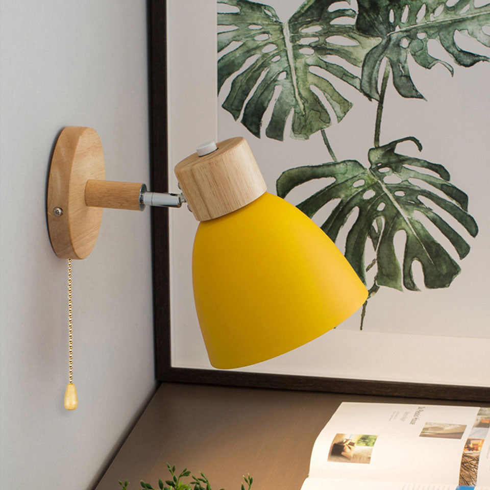 Macaron Wood and Iron Wall Sconce