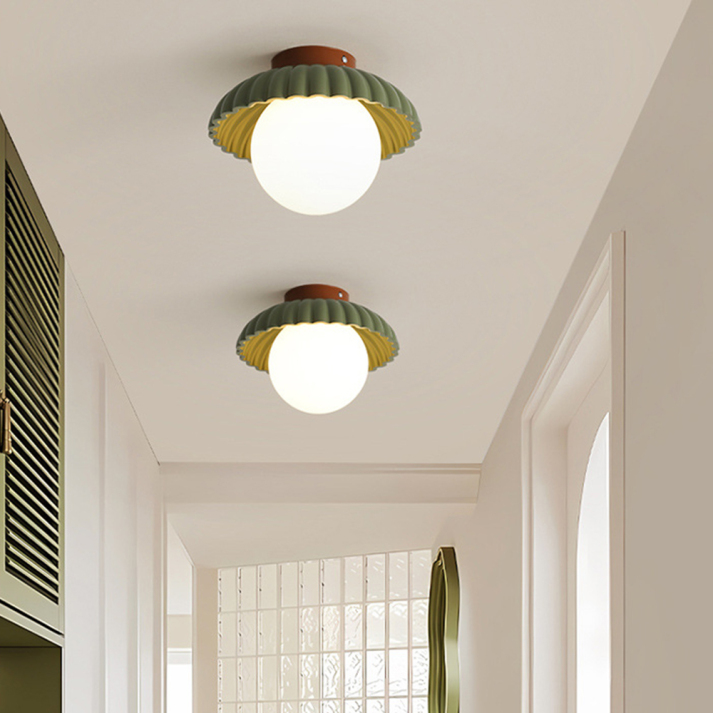 Iron and Glass Hallway Ceiling Light