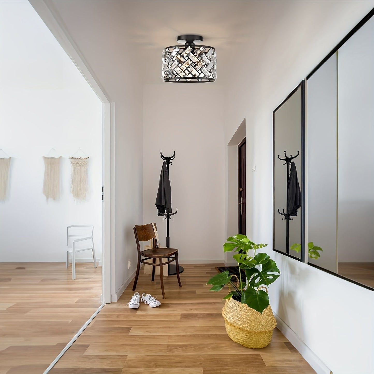 Modern Crystal Semi Flush Ceiling Light