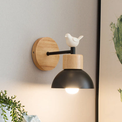 Nordic Wooden Bird Wall Lamp