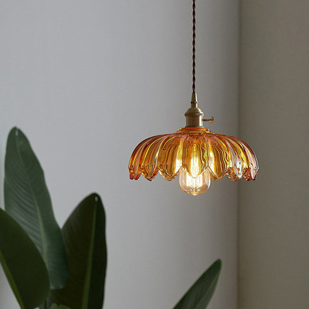 Vintage Flower Glass Pendant Lamp