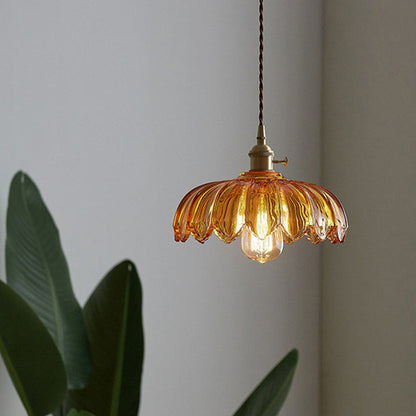 Vintage Flower Glass Pendant Lamp