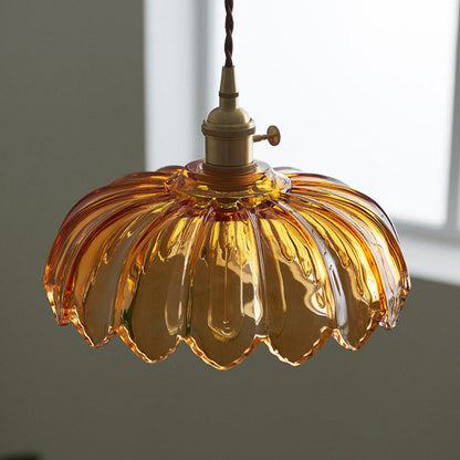 Vintage Flower Glass Pendant Lamp