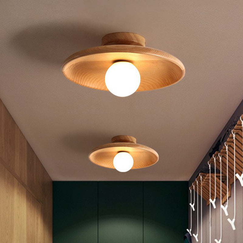 Minimalist Wooden Semi-Flush Ceiling Light