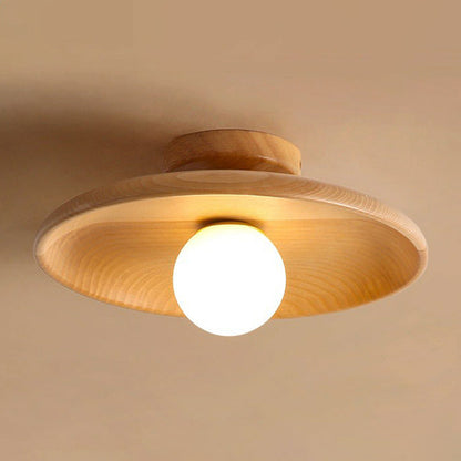 Minimalist Wooden Semi-Flush Ceiling Light