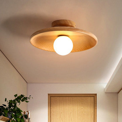 Minimalist Wooden Semi-Flush Ceiling Light