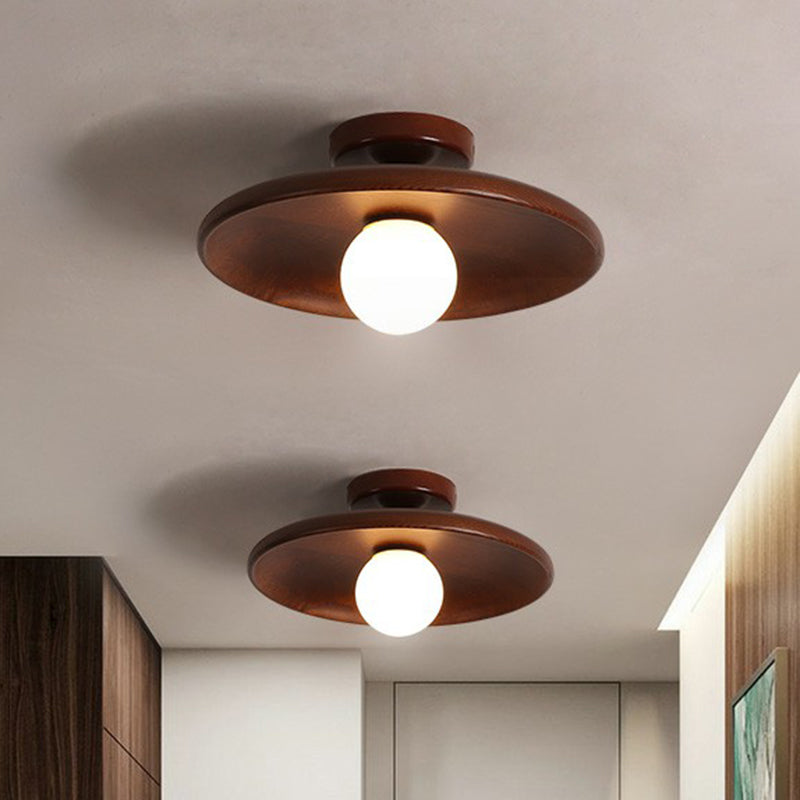 Minimalist Wooden Semi-Flush Ceiling Light