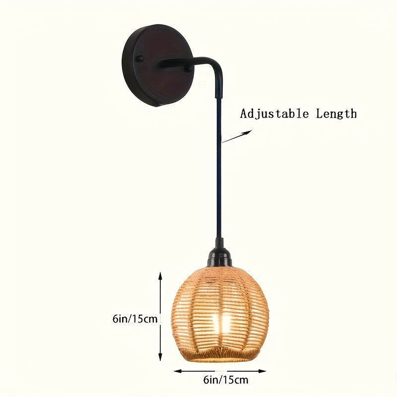 Boho Rattan Handwoven Wall Sconce