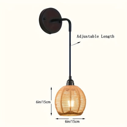 Boho Rattan Handwoven Wall Sconce