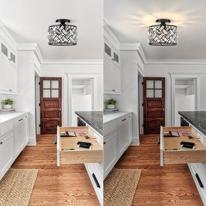 Modern Crystal Semi Flush Ceiling Light
