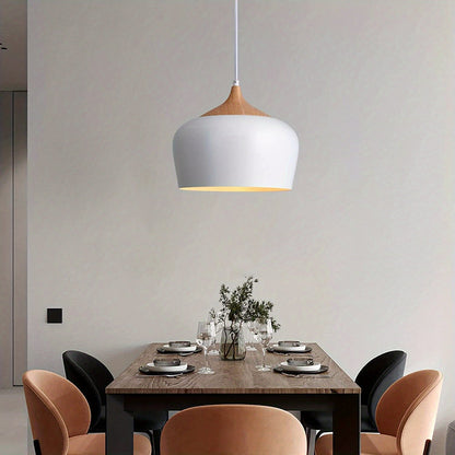 Scandinavian Iron and Wood Pendant Light