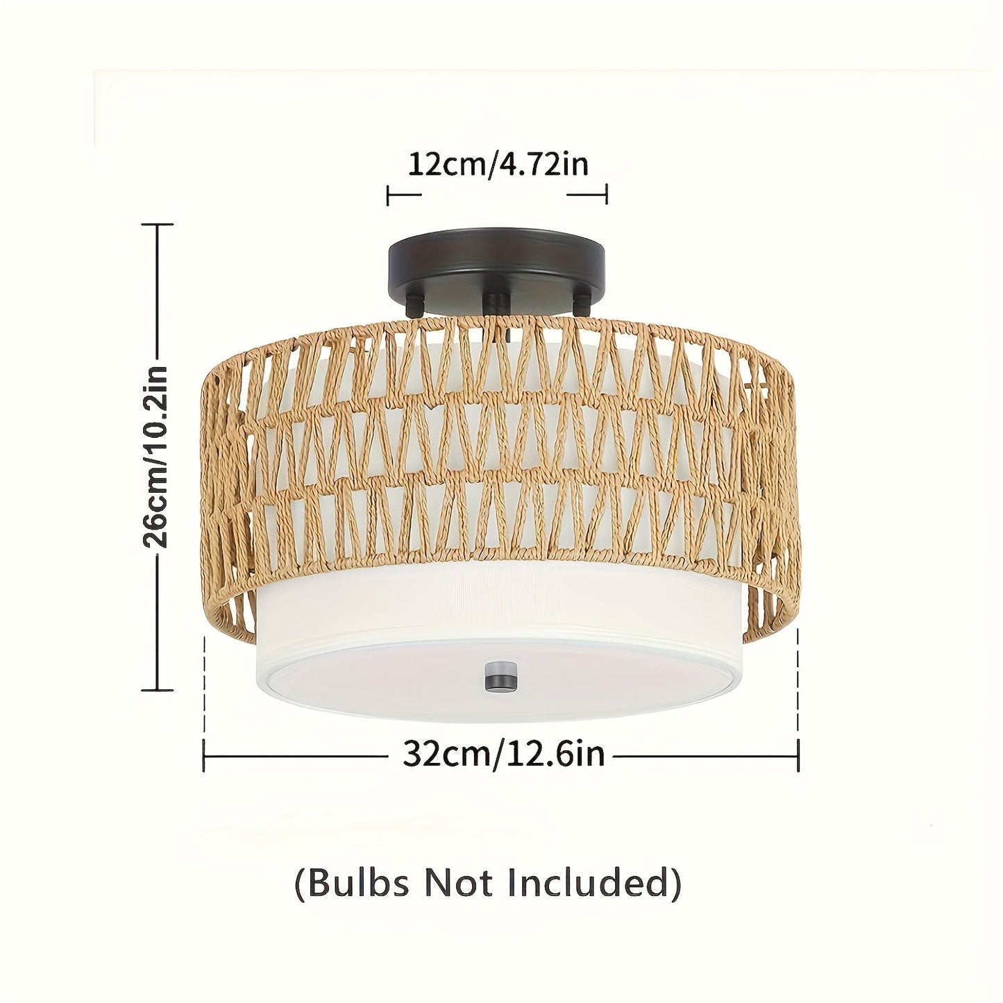 Boho Rattan Semi-Flush Ceiling Light