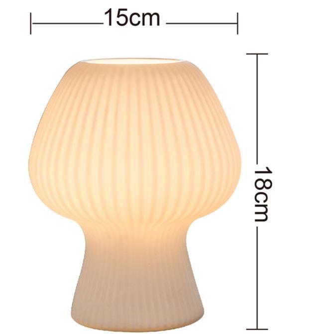 Vintage Ribbed Glass Mushroom Table Lamp