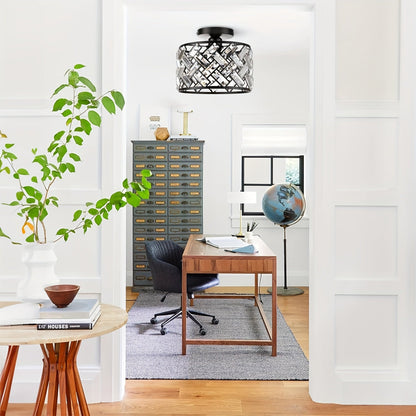 Modern Crystal Semi Flush Ceiling Light