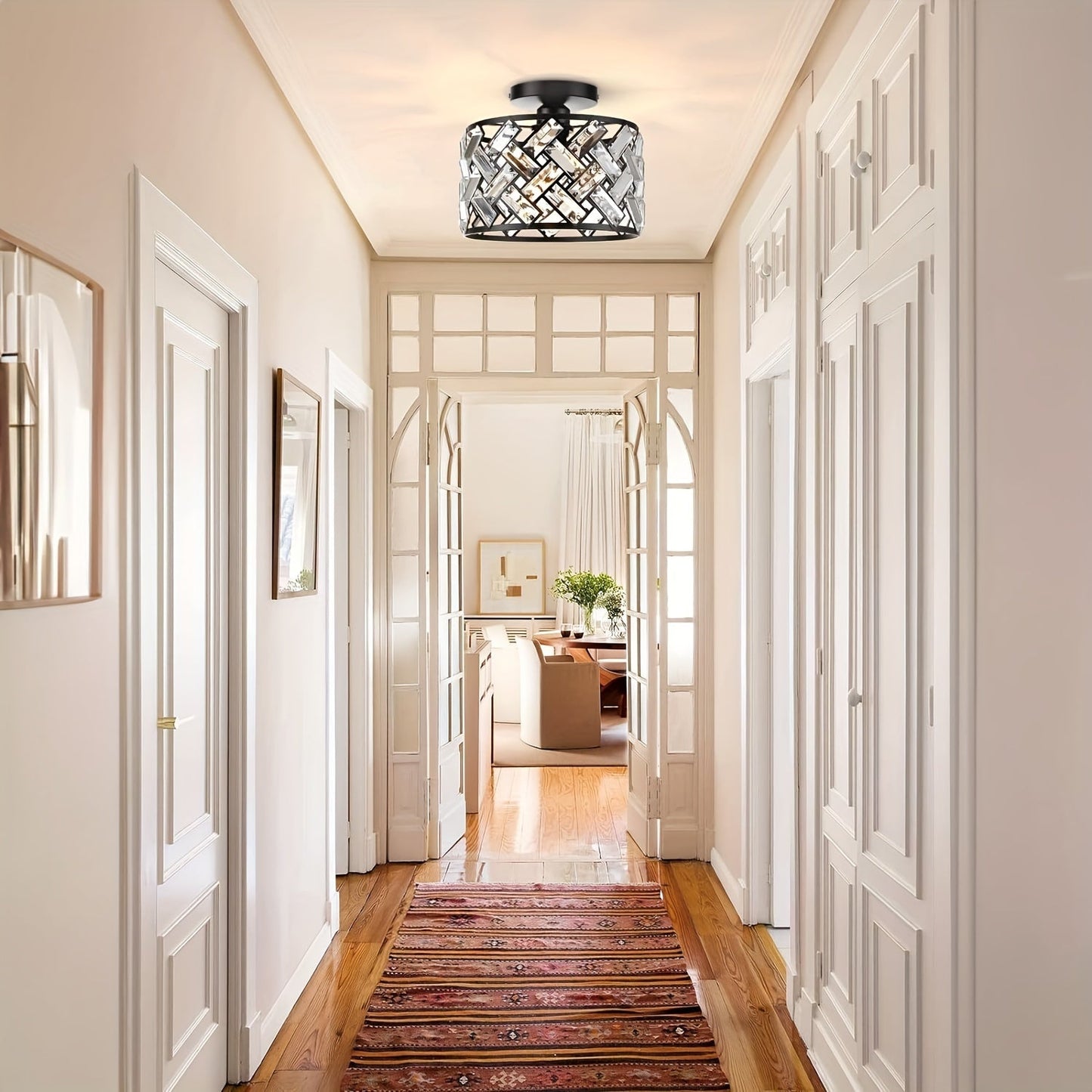 Modern Crystal Semi Flush Ceiling Light