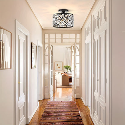 Modern Crystal Semi Flush Ceiling Light