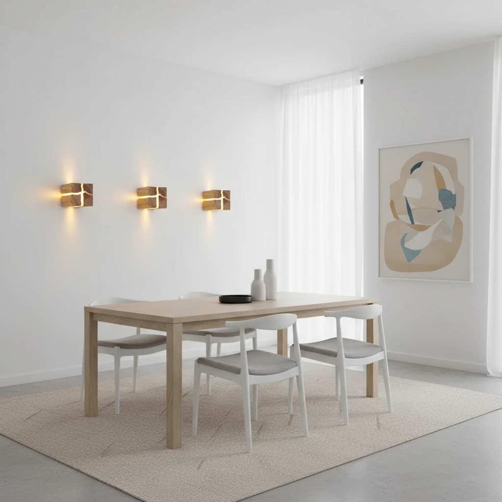 WoodAura Hand-Carved Wood and Resin Wall Light