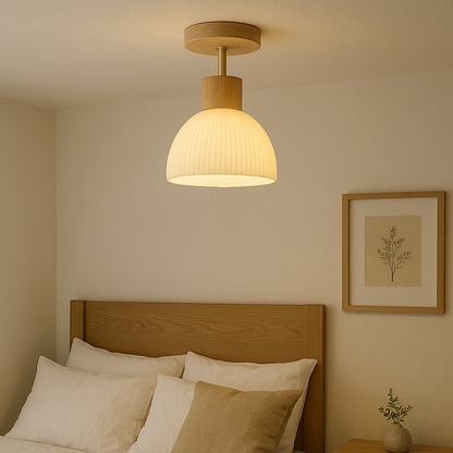 Ailse Wood and Glass Ceiling Lamp