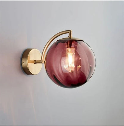 Glass Globe and Brass Wall Lamp