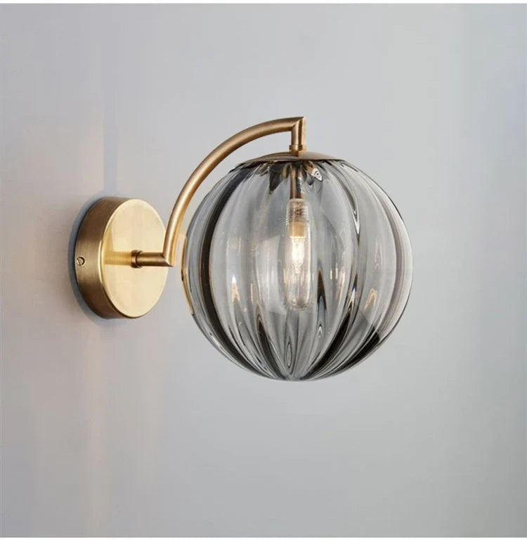 Glass Globe and Brass Wall Lamp