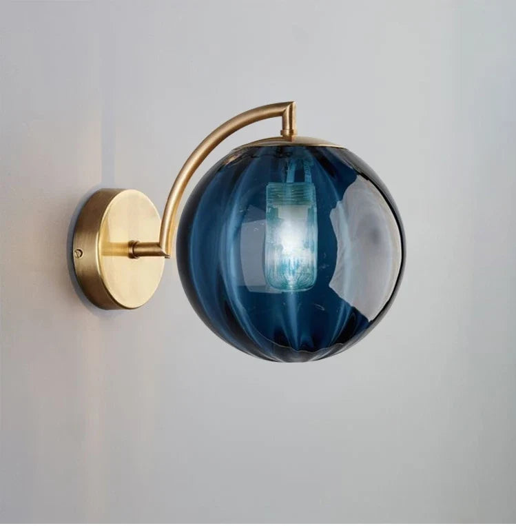 Glass Globe and Brass Wall Lamp