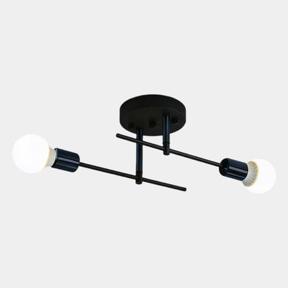 2-Light Black and Gold Flush Mount Ceiling Lamp