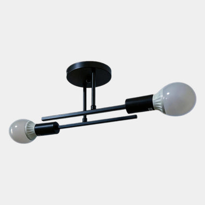2-Light Black and Gold Flush Mount Ceiling Lamp