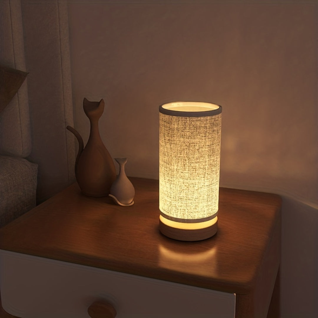 Wooden USB Bedside Table Lamp