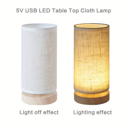 Wooden USB Bedside Table Lamp