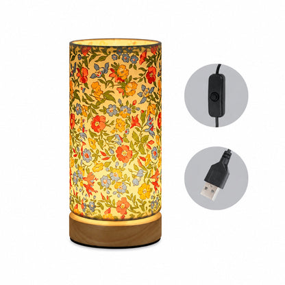 Wooden USB Bedside Table Lamp