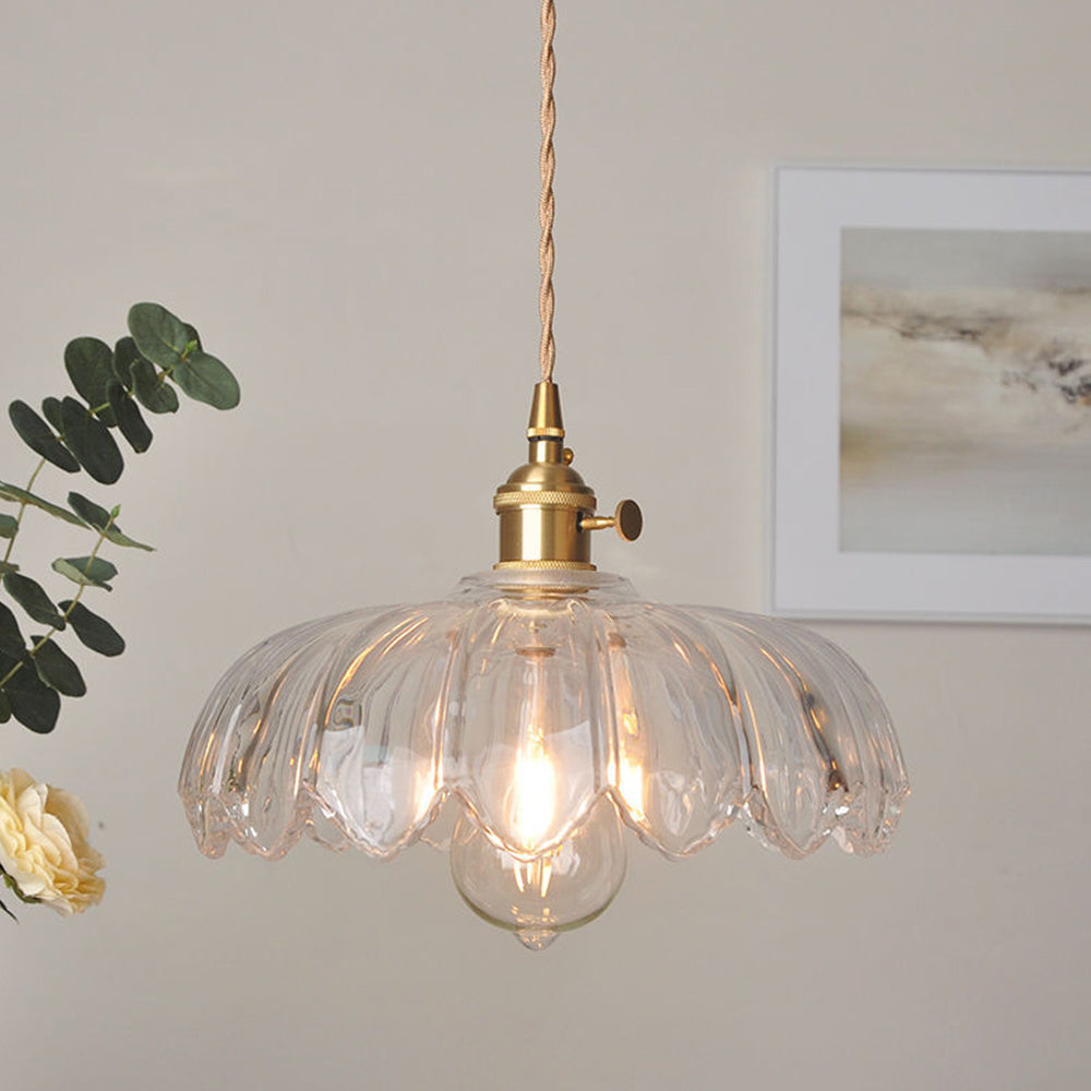 Vintage Flower Glass Pendant Lamp