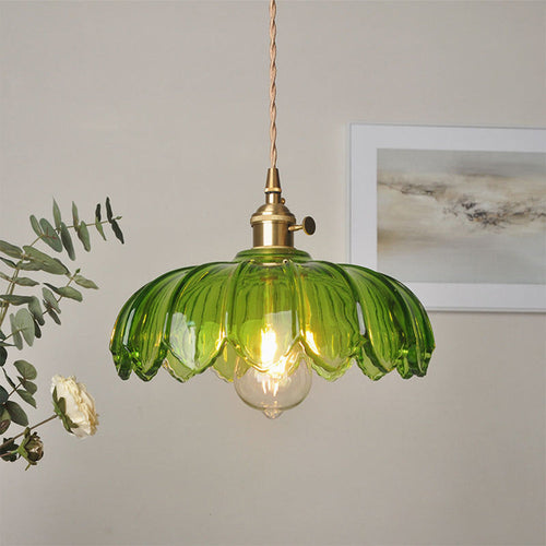 Vintage Flower Glass Pendant Lamp
