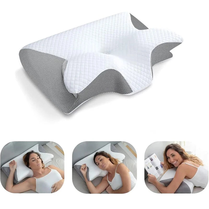 1pc Memory Foam Cervical Pillow, 2 in 1 Ergonomic Contour Orthopedic Pillow for Neck Pain, Contoured Support Pillows,Neck Pillow - Eirvana