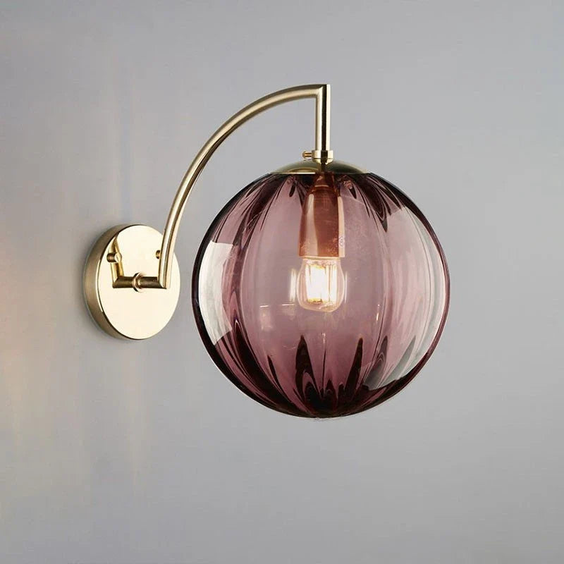 Glass Globe and Brass Wall Lamp