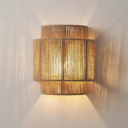 RattanGlow Handwoven Rattan Wall Lamp