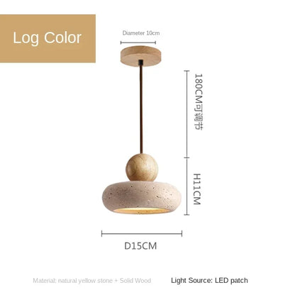 Natural Stone and Wood Pendant Light
