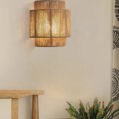 RattanGlow Handwoven Rattan Wall Lamp