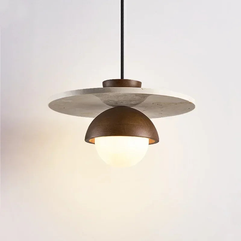 Denmark Walnut and Stone Pendant Light