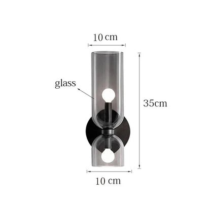 Nordic Smoked Glass Tube Wall Lamp