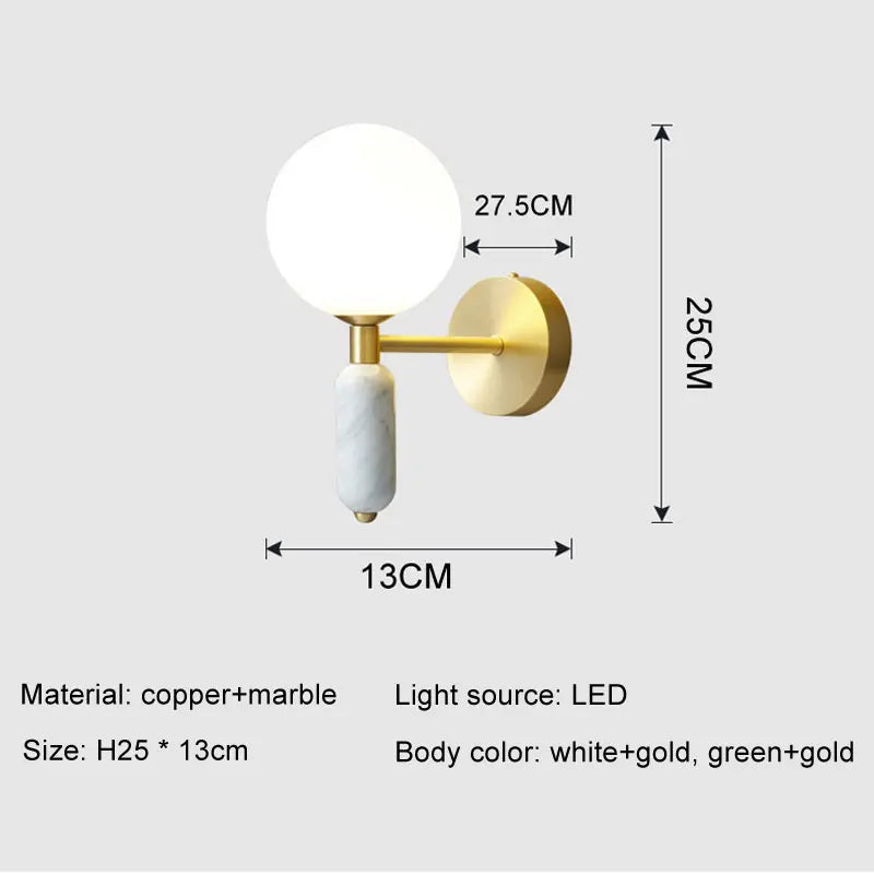 Marble and Glass Gold Wall Lamp