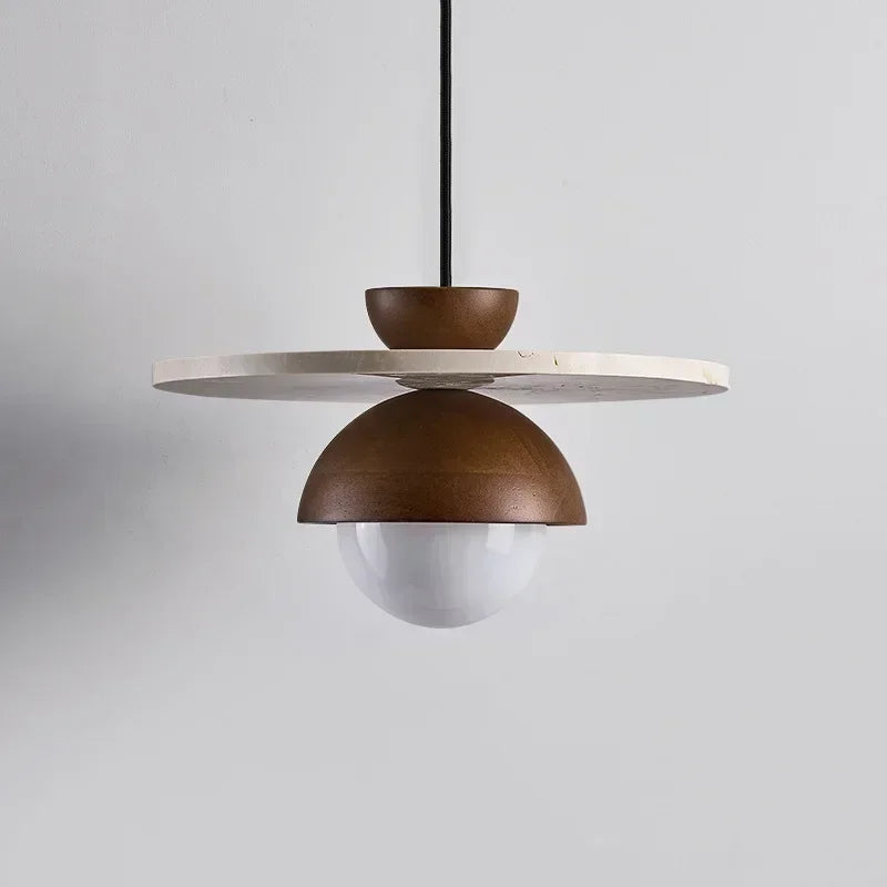 Denmark Walnut and Stone Pendant Light