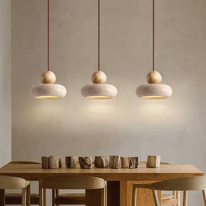 Natural Stone and Wood Pendant Light
