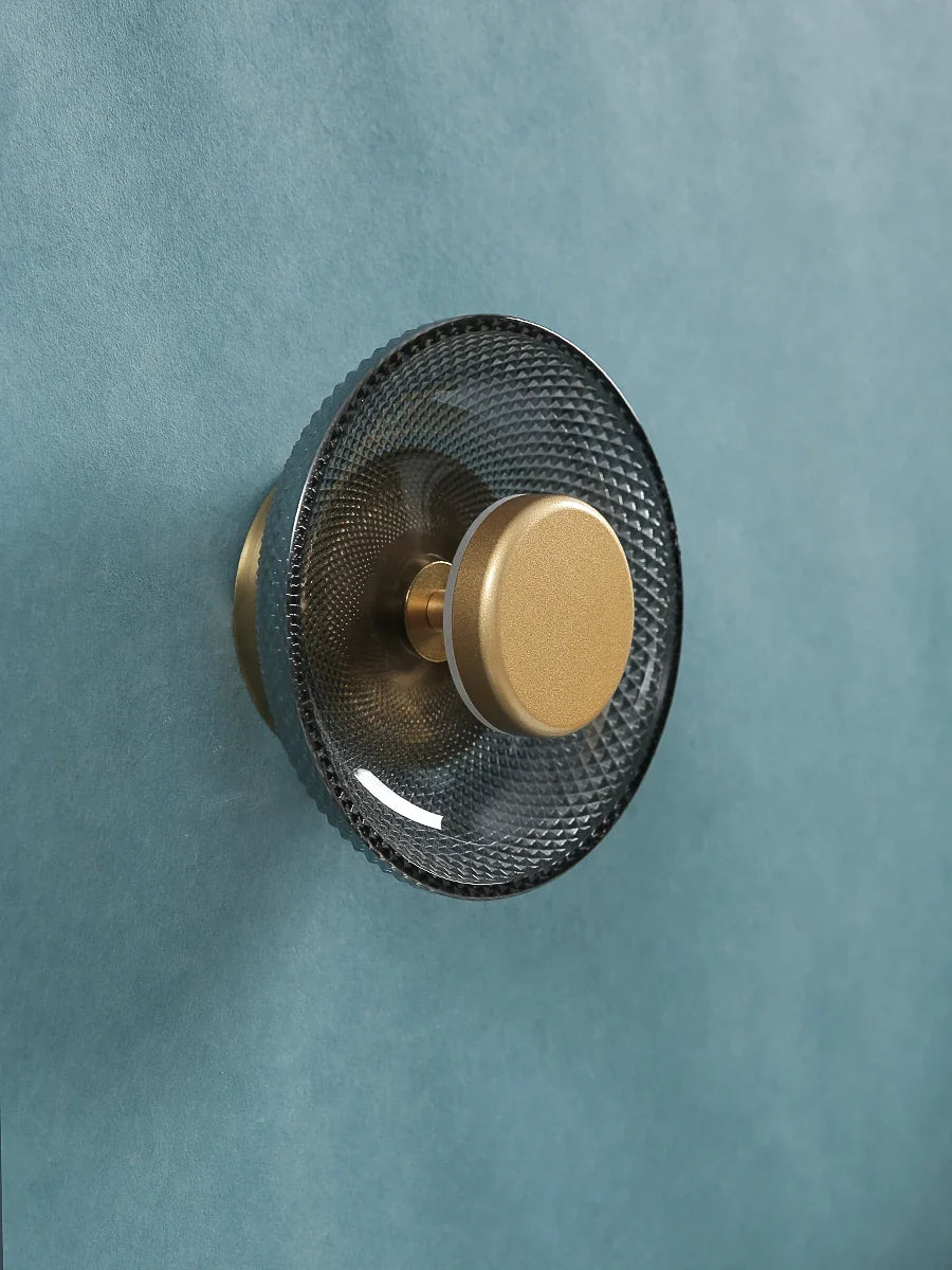 Textured Glass Disc Wall Lamp